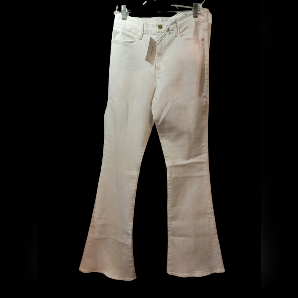 NWT Frame Le High Flare Jeans, White, Size 30
